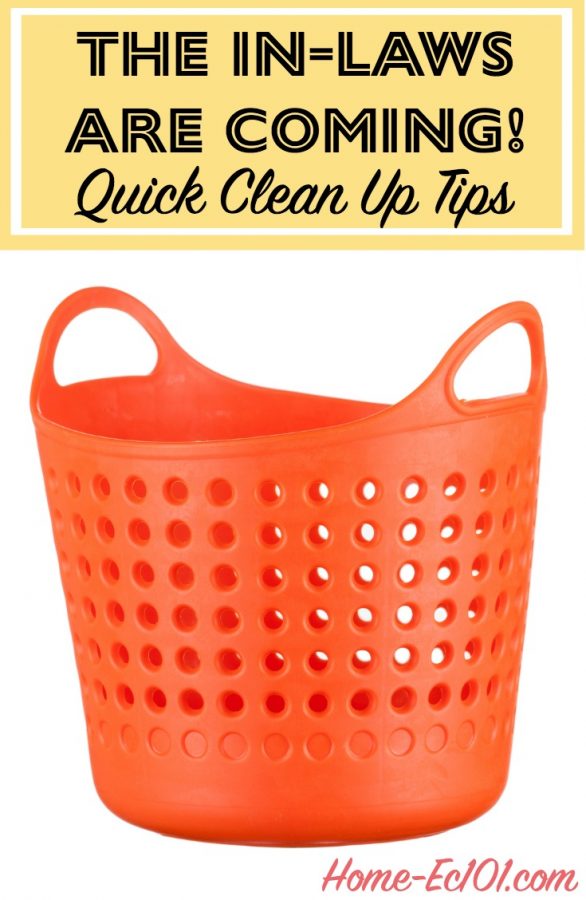 What's the best plan of attack if I need to make the house *look* clean for visiting parents or (especially) in-laws? Here are emergency clean up tips...
