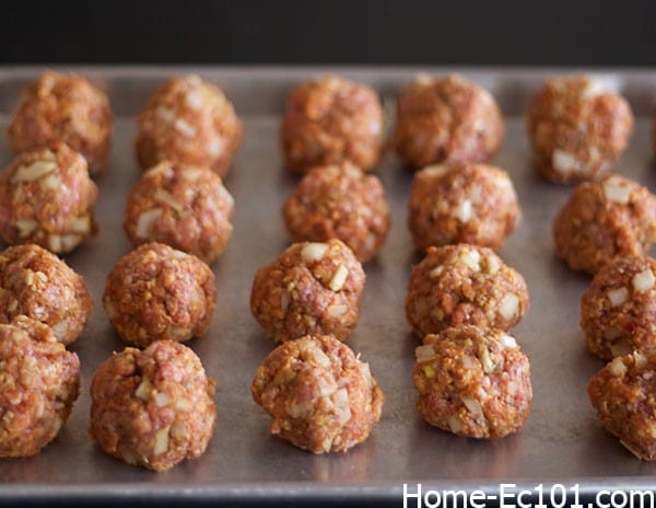 Meatballs ready for the oven