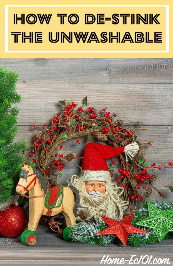 Advice on de-musting things that can't be washed. How to de-stink the unwashable. A way to clean items that can't get wet.