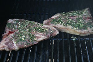 Turn the steak 90 degrees.