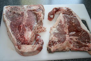 Patiently resting steaks.