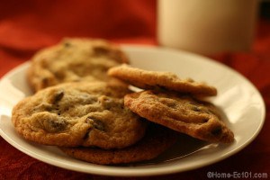 Thin, chewy chocolate chip cookies