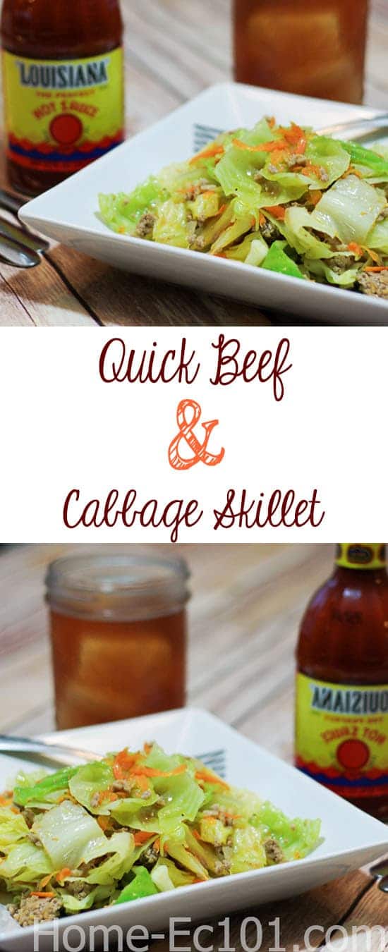 Quick Beef and Cabbage Skillet: This simple meal is easy on the budget, simple to make and tastes great.