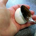 tap shell with metal spoon to crackle the shell