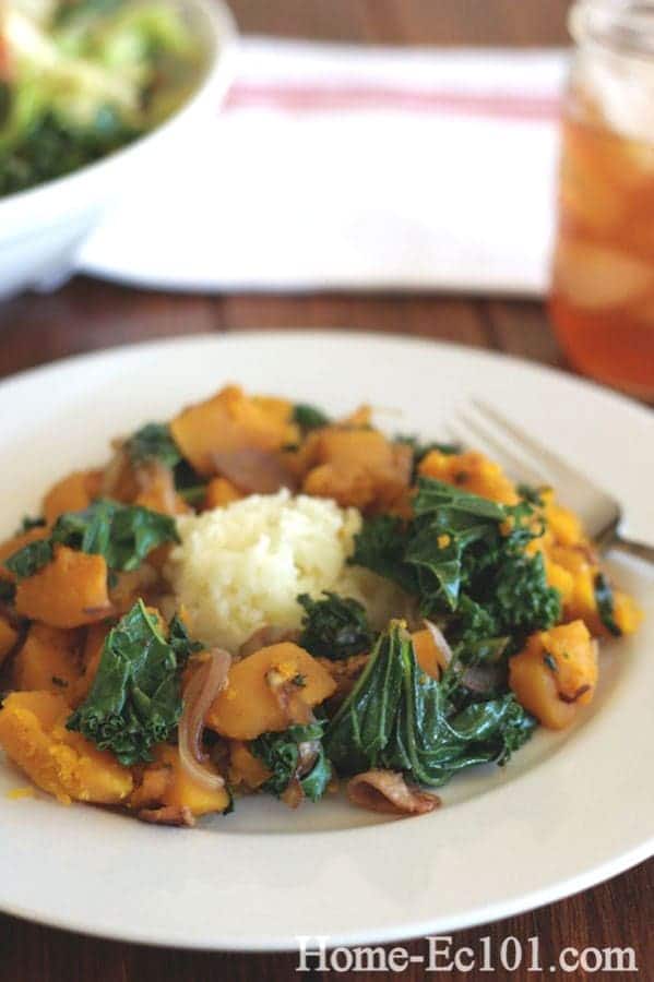 Butternut Poblano and Bacon Skillet